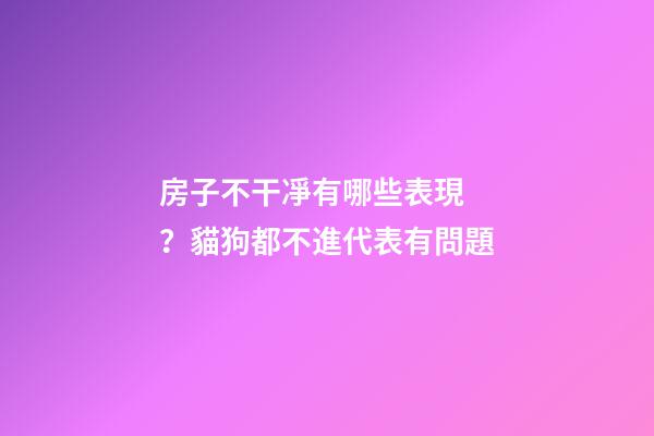 房子不干凈有哪些表現？貓狗都不進代表有問題